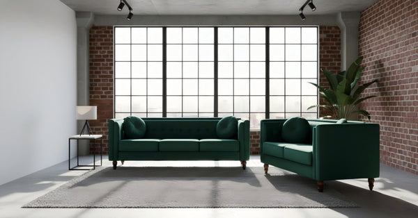 English Elm Chesterfield Button Tufted Crushed Velvet Loveseat with Tapered Legs for Small Spaces Green B2735P542691