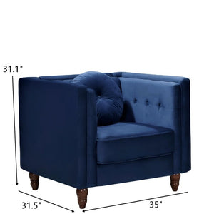 English Elm Classic Chesterfield Crushed Velvet Accent Chair Tufted Button Back with Tapered Wood Legs Deep Blue B2735P542696