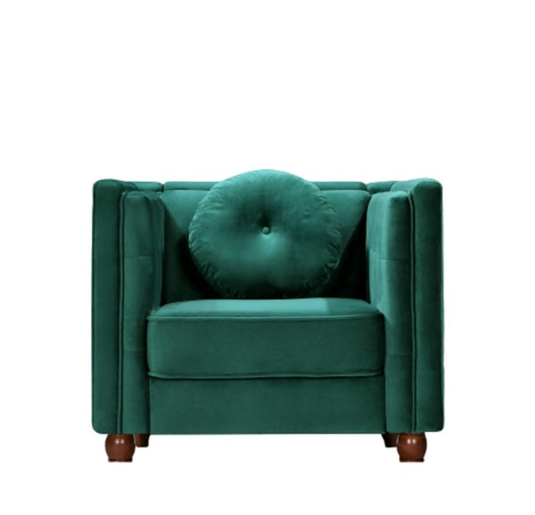 English Elm Classic Chesterfield Crushed Velvet Accent Chair Tufted Button Back with Tapered Wood Legs Green B2735P542697