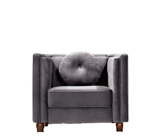 English Elm Classic Chesterfield Crushed Velvet Accent Chair Tufted Button Back with Tapered Wood Legs Gray B2735P542698