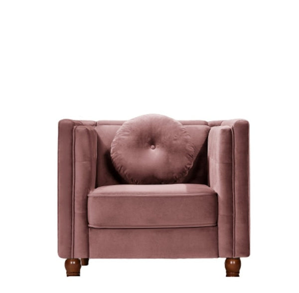 English Elm Classic Chesterfield Crushed Velvet Accent Chair Tufted Button Back with Tapered Wood Legs Rose B2735P542699