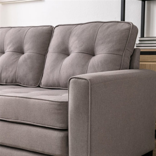 English Elm 58W Tufted Convertible Sleeper Loveseat with Solid Wood Frame and Polyester Upholstery Light Brown B2735P552215