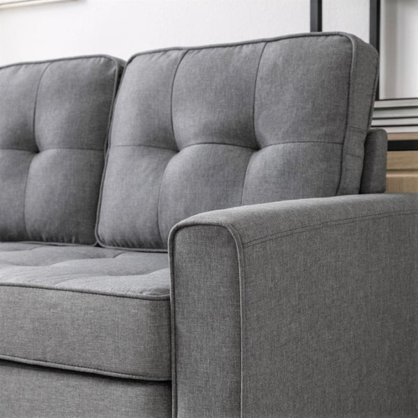 English Elm 58W Tufted Convertible Sleeper Loveseat with Solid Wood Frame and Polyester Upholstery Light Gray B2735P552216