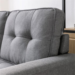 English Elm 58W Tufted Convertible Sleeper Loveseat with Solid Wood Frame and Polyester Upholstery Light Gray B2735P552216