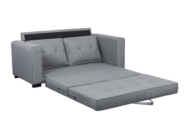 English Elm 58W Tufted Convertible Sleeper Loveseat with Solid Wood Frame and Polyester Upholstery Light Gray B2735P552216