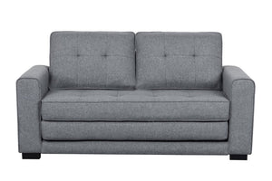 English Elm 58W Tufted Convertible Sleeper Loveseat with Solid Wood Frame and Polyester Upholstery Light Gray B2735P552216