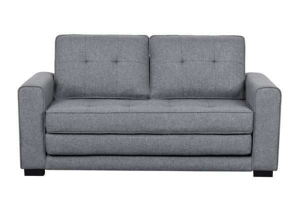 English Elm 58W Tufted Convertible Sleeper Loveseat with Solid Wood Frame and Polyester Upholstery Light Gray B2735P552216
