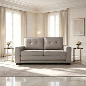 English Elm 58W Tufted Convertible Sleeper Loveseat with Solid Wood Frame and Polyester Upholstery Beige B2735P552217