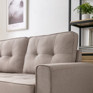 English Elm 58W Tufted Convertible Sleeper Loveseat with Solid Wood Frame and Polyester Upholstery Beige B2735P552217