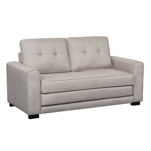 English Elm 58W Tufted Convertible Sleeper Loveseat with Solid Wood Frame and Polyester Upholstery Beige B2735P552217