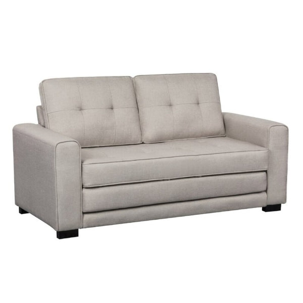 English Elm 58W Tufted Convertible Sleeper Loveseat with Solid Wood Frame and Polyester Upholstery Beige B2735P552217