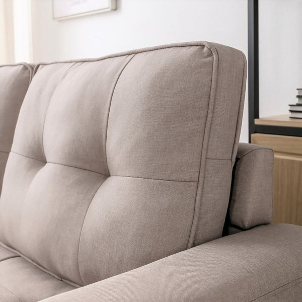 English Elm 58W Tufted Convertible Sleeper Loveseat with Solid Wood Frame and Polyester Upholstery Beige B2735P552217