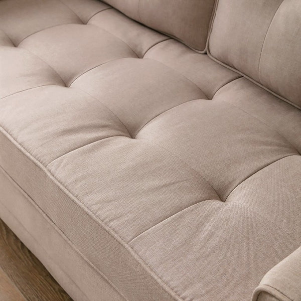 English Elm 58W Tufted Convertible Sleeper Loveseat with Solid Wood Frame and Polyester Upholstery Beige B2735P552217