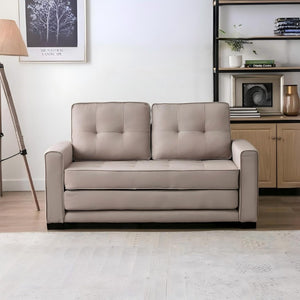 English Elm 58W Tufted Convertible Sleeper Loveseat with Solid Wood Frame and Polyester Upholstery Beige B2735P552217