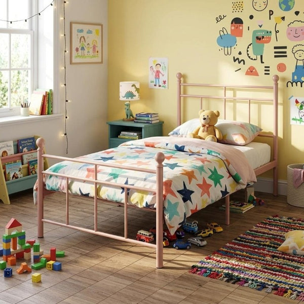 English Elm Heavy Gauge Steel Twin Platform Bed Frame with Slats No Box Spring Required B2735P558465