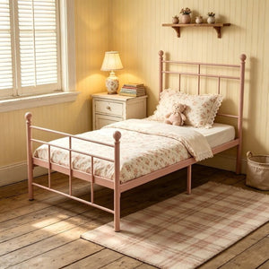 English Elm Heavy Gauge Steel Twin Platform Bed Frame with Slats No Box Spring Required B2735P558465