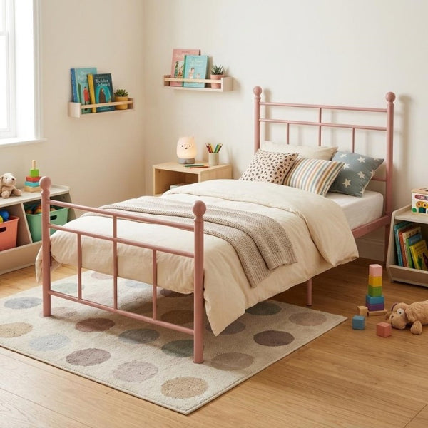 English Elm Heavy Gauge Steel Twin Platform Bed Frame with Slats No Box Spring Required B2735P558465