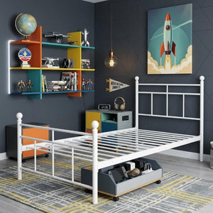 English Elm Heavy Duty Steel Twin Platform Bed with Metal Slats for Quiet Restful Nights B2735P558466