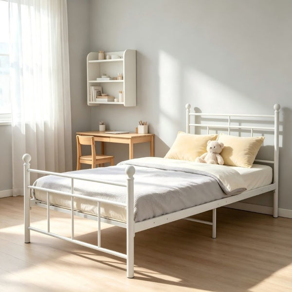 English Elm Heavy Duty Steel Twin Platform Bed with Metal Slats for Quiet Restful Nights B2735P558466