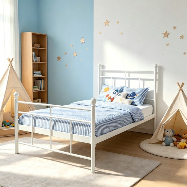 English Elm Heavy Duty Steel Twin Platform Bed with Metal Slats for Quiet Restful Nights B2735P558466