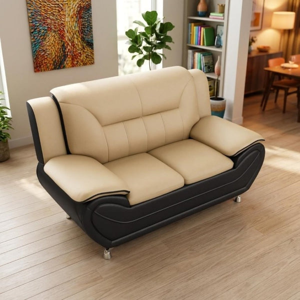 English Elm Modern Faux Leather 3 Piece Living Room Sofa Set with Steel Legs Apartment Seating Camel B2735P566497