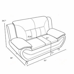 English Elm Modern Faux Leather 3 Piece Living Room Sofa Set with Steel Legs Apartment Seating Camel B2735P566497