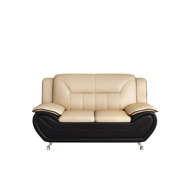 English Elm Modern Faux Leather 3 Piece Living Room Sofa Set with Steel Legs Apartment Seating Camel B2735P566497