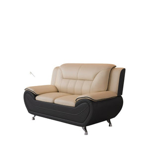 English Elm Modern Faux Leather 3 Piece Living Room Sofa Set with Steel Legs Apartment Seating Camel B2735P566497