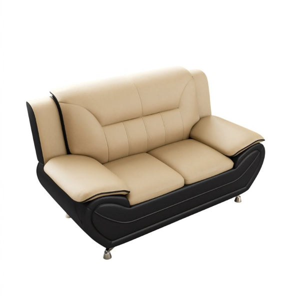 English Elm Modern Faux Leather 3 Piece Living Room Sofa Set with Steel Legs Apartment Seating Camel B2735P566497
