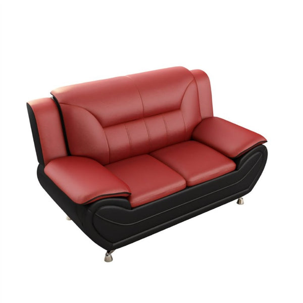English Elm Modern Faux Leather 3 Piece Living Room Sofa Set with Steel Legs Apartment Seating Red B2735P566498