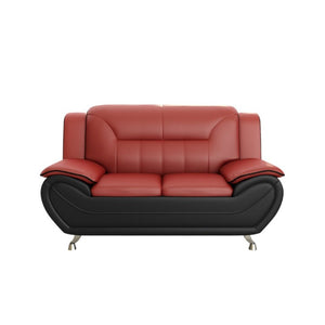 English Elm Modern Faux Leather 3 Piece Living Room Sofa Set with Steel Legs Apartment Seating Red B2735P566498