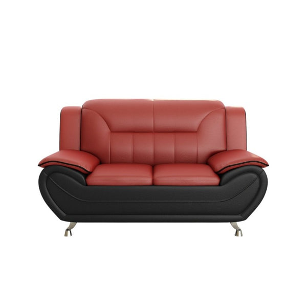 English Elm Modern Faux Leather 3 Piece Living Room Sofa Set with Steel Legs Apartment Seating Red B2735P566498
