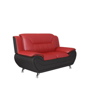 English Elm Modern Faux Leather 3 Piece Living Room Sofa Set with Steel Legs Apartment Seating Red B2735P566498