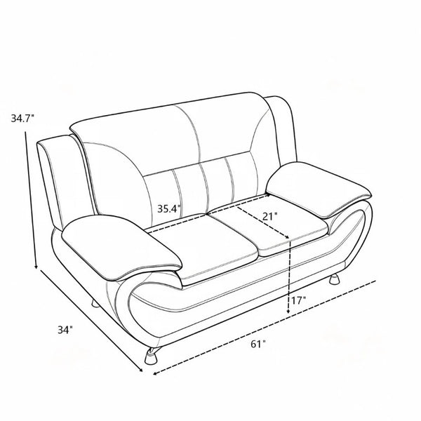 English Elm Modern Faux Leather 3 Piece Living Room Sofa Set with Steel Legs Apartment Seating Red B2735P566498