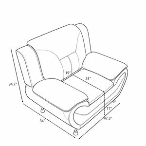 English Elm Modern Faux Leather Three Piece Sofa Set with Steel Legs for Apartment Living B2735P566499