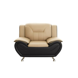 English Elm Modern Faux Leather Three Piece Sofa Set with Steel Legs for Apartment Living B2735P566499