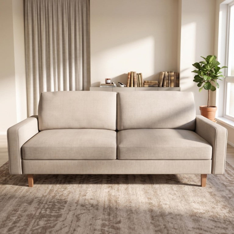 English Elm Modern Three Seat Polyester Sofa with Tapered Wood Legs for Apartment Living B2735P610769