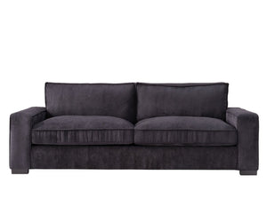 English Elm Luxe Corduroy Three Seater Sofa Deep Cushioned Architectural Modern Living Room Couch Black B2735S00017