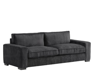 English Elm Luxe Corduroy Three Seater Sofa Deep Cushioned Architectural Modern Living Room Couch Black B2735S00017