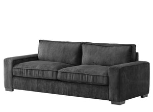 English Elm Luxe Corduroy Three Seater Sofa Deep Cushioned Architectural Modern Living Room Couch Black B2735S00017