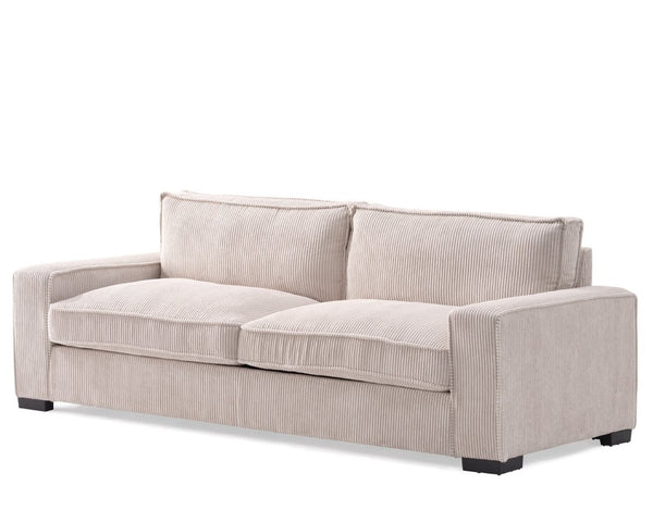 English Elm Luxe Corduroy Three Seater Sofa Deep Cushioned Architectural Modern Living Room Couch Beige B2735S00019