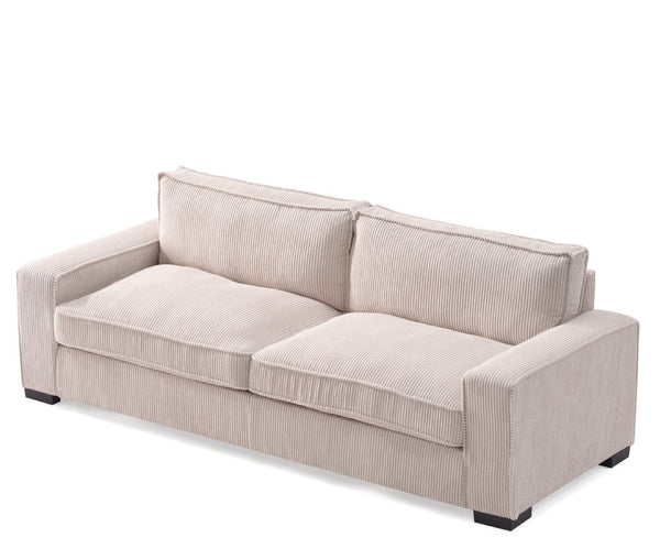 English Elm Luxe Corduroy Three Seater Sofa Deep Cushioned Architectural Modern Living Room Couch Beige B2735S00019