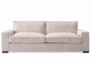 English Elm Luxe Corduroy Three Seater Sofa Deep Cushioned Architectural Modern Living Room Couch Beige B2735S00019