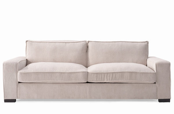 English Elm Luxe Corduroy Three Seater Sofa Deep Cushioned Architectural Modern Living Room Couch Beige B2735S00019