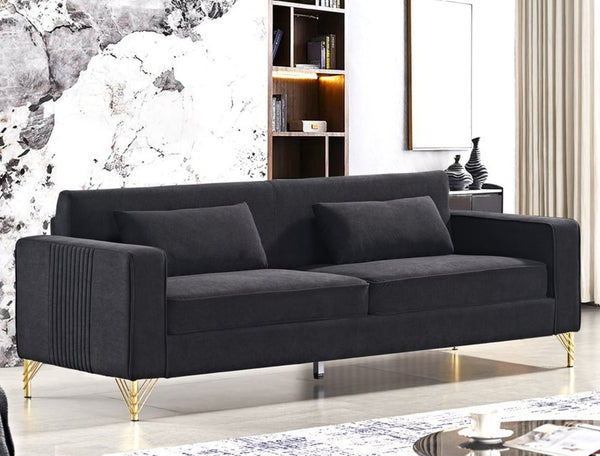English Elm Aesthetic Velvet Three Seater Sofa Low Profile Classic Modern Living Room Couch Black B2735S00020