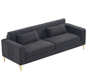 English Elm Aesthetic Velvet Three Seater Sofa Low Profile Classic Modern Living Room Couch Black B2735S00020