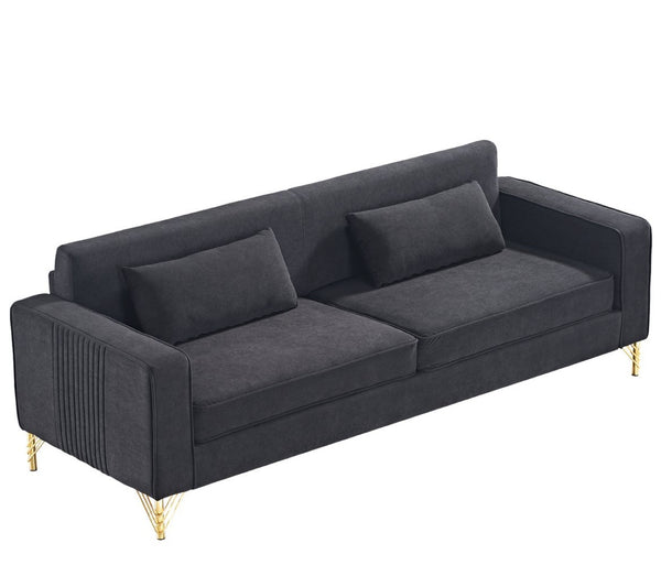 English Elm Aesthetic Velvet Three Seater Sofa Low Profile Classic Modern Living Room Couch Black B2735S00020