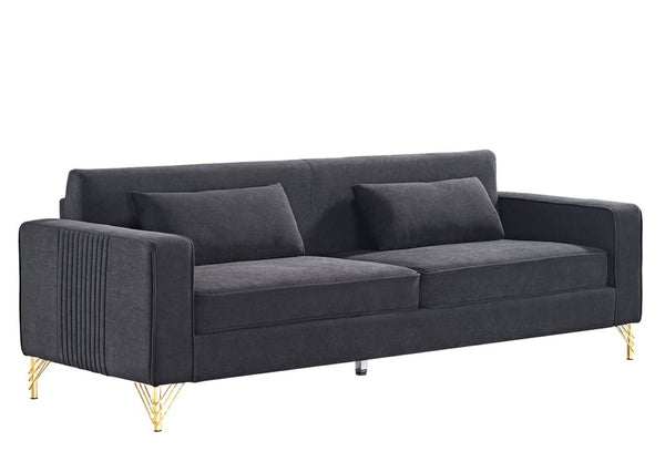 English Elm Aesthetic Velvet Three Seater Sofa Low Profile Classic Modern Living Room Couch Black B2735S00020