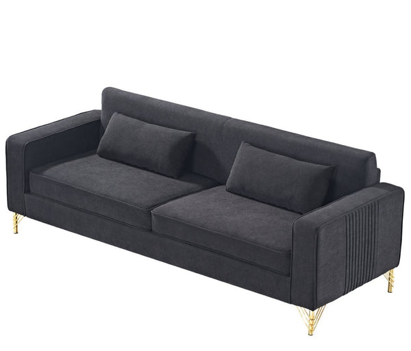 English Elm Aesthetic Velvet Three Seater Sofa Low Profile Classic Modern Living Room Couch Black B2735S00020