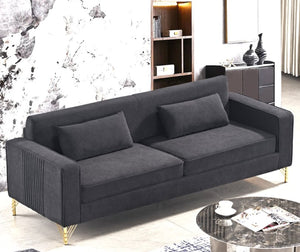 English Elm Aesthetic Velvet Three Seater Sofa Low Profile Classic Modern Living Room Couch Black B2735S00020